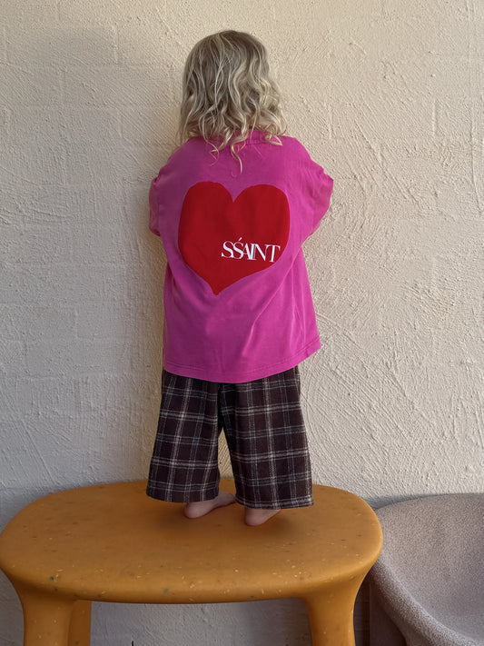 SSAINT - Kids Heart Tee - Acid Wash Pink