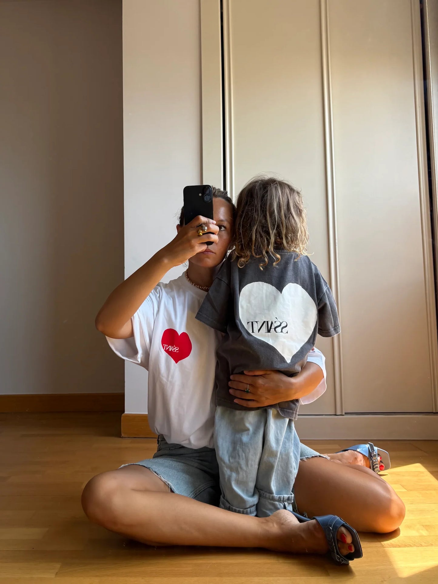 SSAINT - Kids Heart Tee - Acid Wash Charcoal