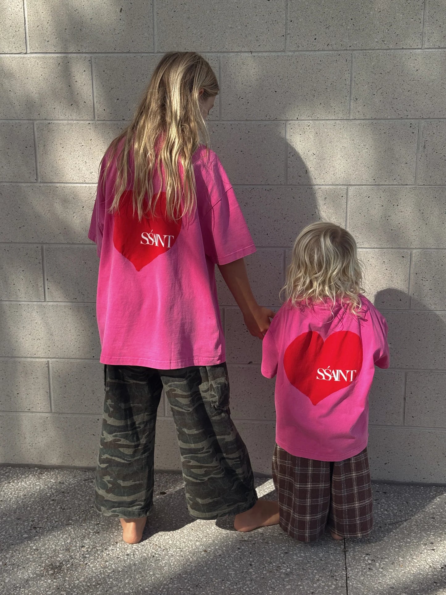 SSAINT - Kids Heart Tee - Acid Wash Pink