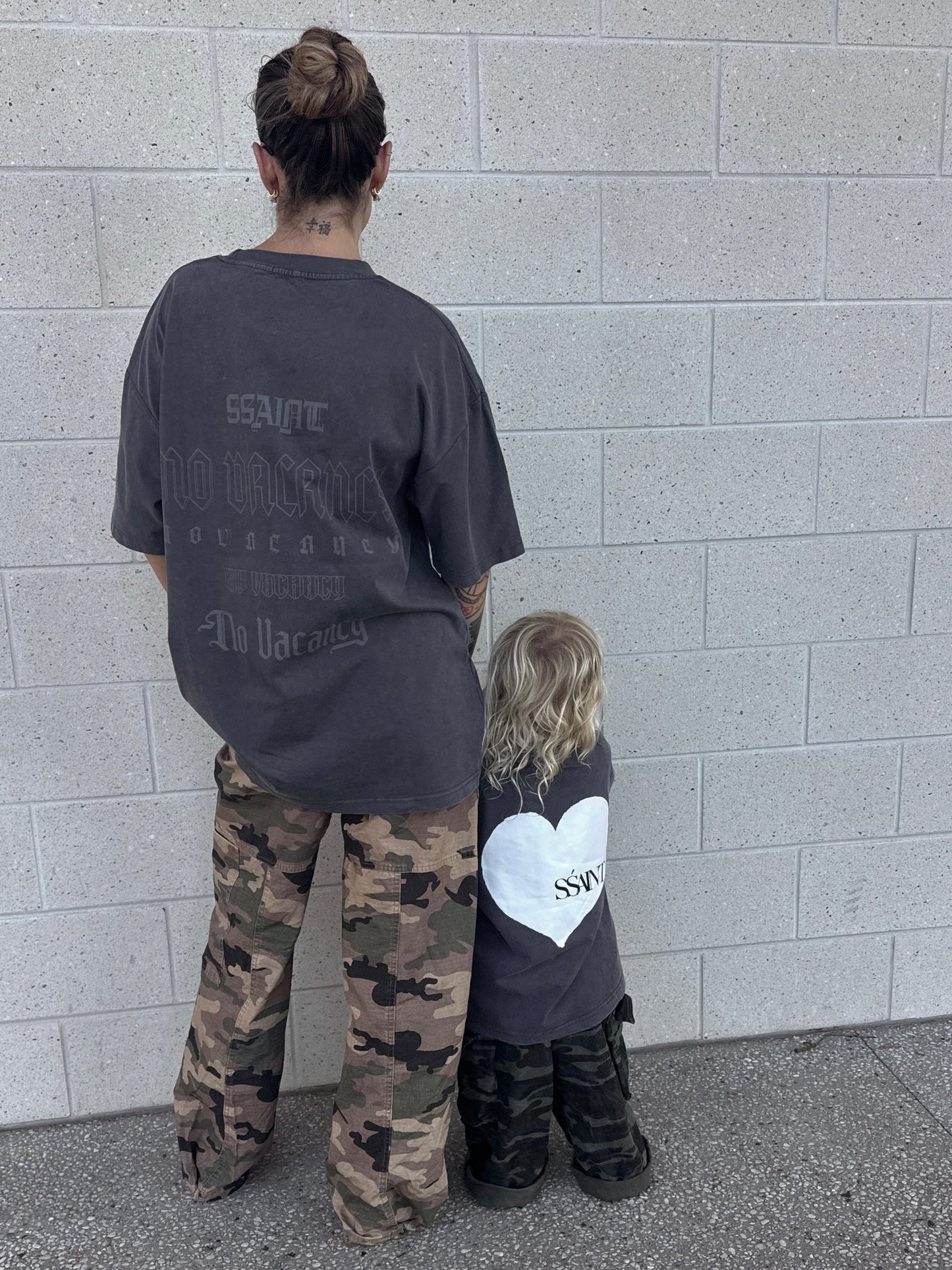 SSAINT - Kids Heart Tee - Acid Wash Charcoal