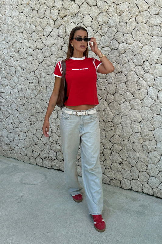 Racer Baby Tee Shirt - Red