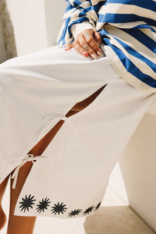 Cracker Day Club - Sunburst Poplin Maxi Skirt - White