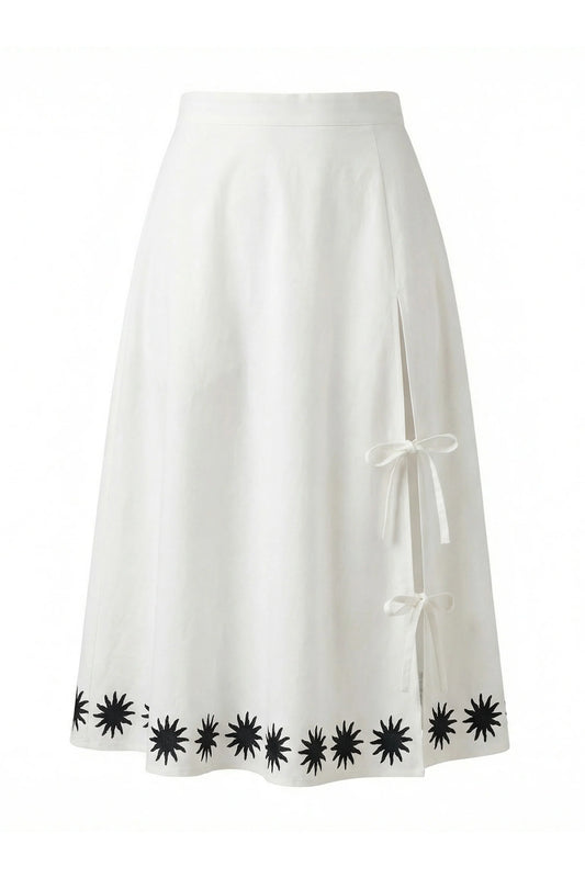 Cracker Day Club - Sunburst Poplin Maxi Skirt - White